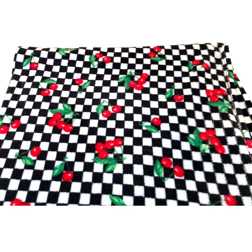 Betsey Johnson Fleece Throw Blanket Checkerboard Cherries